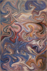 Mira Mavi Bej Temalı Çok Renkli Soyut Dalgalı Spiral Desenli Kreatif Modern Dekoratif Halı Mira 2363 150×250