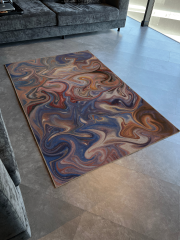 Mira Mavi Bej Temalı Çok Renkli Soyut Dalgalı Spiral Desenli Kreatif Modern Dekoratif Halı Mira 2363 150×250