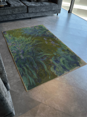 Mira Mavi Yeşil Temalı Süsen Çiçek Desenli Kreatif Modern Dekoratif Halı Mira 3012 100×200