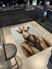 Mira Açık Ton Sürrealist Temalı Takım Elbiseli Zürafa Desenli Modern Dekoratif Halı Mira 2750 120×300