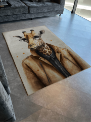 Mira Açık Ton Sürrealist Temalı Takım Elbiseli Zürafa Desenli Modern Dekoratif Halı Mira 2750 120×300