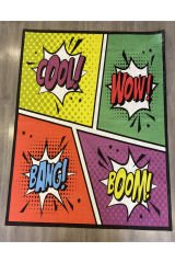 Mira 873 Pop Art Cool Wow Bang Boom Yazılı Halı 80×150