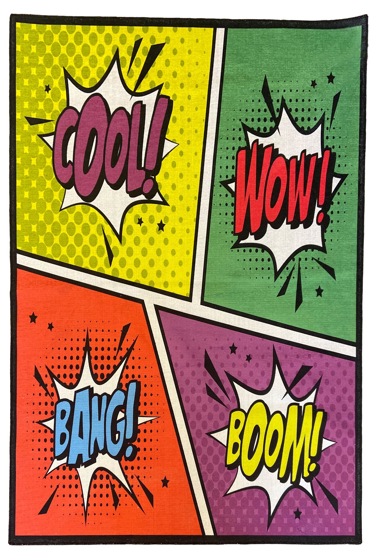 Mira 873 Pop Art Cool Wow Bang Boom Yazılı Halı 80×150