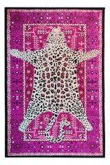 Leopar Fuşya Çok Renkli Vintage Tema Dokuma Taban Halı Mira 1305 120×180