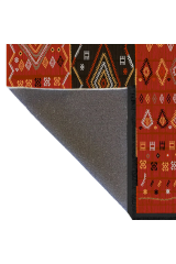 Mira Kırmızı Kahve Temalı Şerit Desen Geleneksel Motifli Vintage Dekoratif Halı Mira 1580 130×190