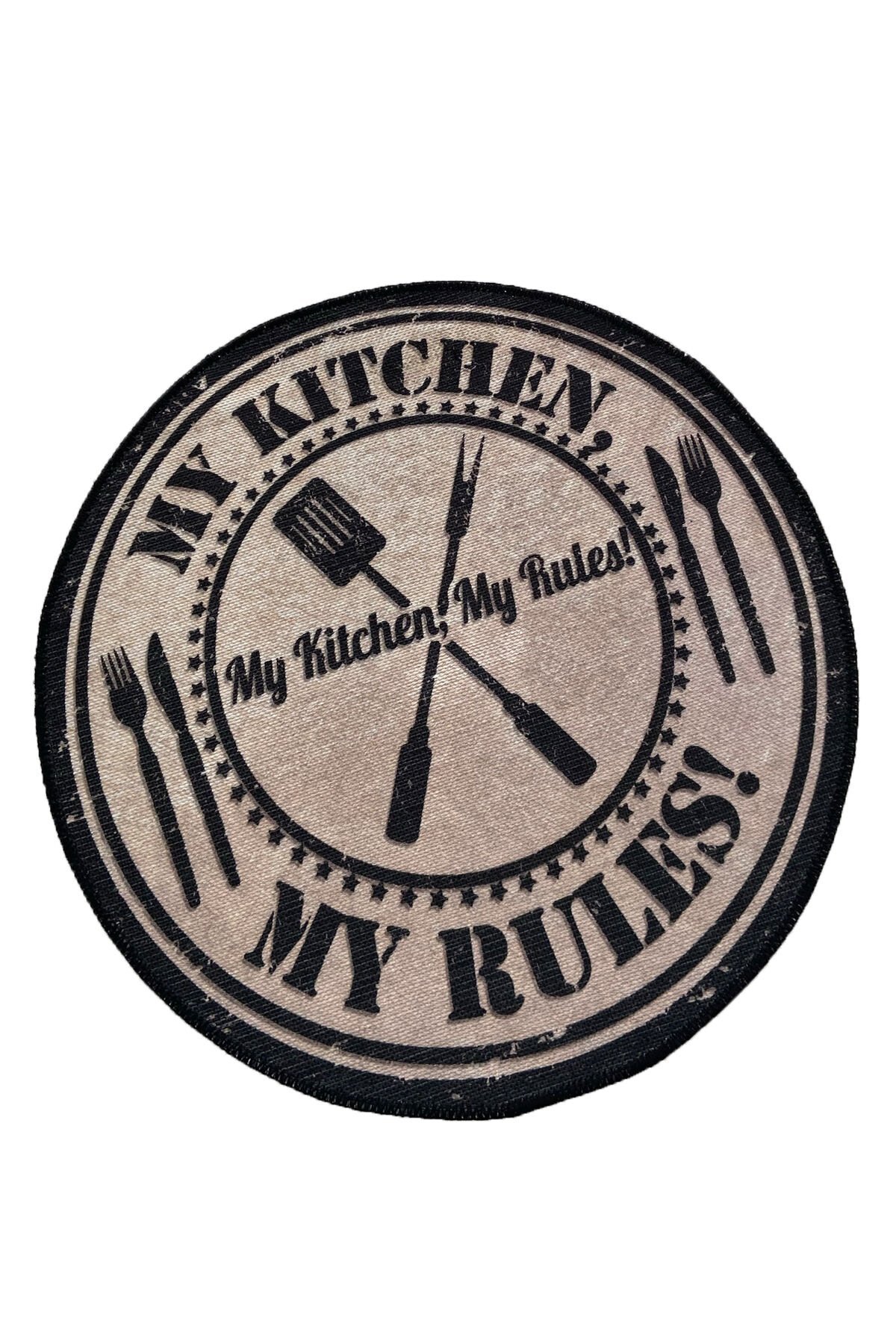 Mira 842 My Kitchen Çatal Bıçak Desenli Yuvarlak Halı 80×80