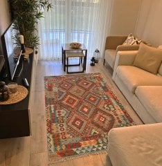 Cotton Pamuklu Çok Renkli Otantik ve Etnik Desenli Kilim 505 120×180