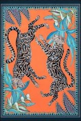 Turuncu Leopar Hayvan Desenli Modern Dekoratif Halı miravip294