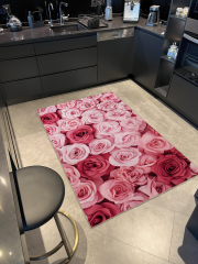 Mira Pembe Kırmızı Temalı Çiçek Gül Desenli Kreatif Modern Dekoratif Halı Mira 2290 80×300