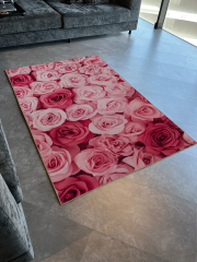 Mira Pembe Kırmızı Temalı Çiçek Gül Desenli Kreatif Modern Dekoratif Halı Mira 2290 80×300