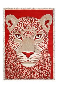 Nora 01 Kırmızı Bej Kaplan Figürlü Modern Dokuma Taban Dekoratif Salon Halısı 155×260