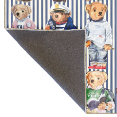 Mira Mavi Ton Çizgiler ve Teddy Bear Ayıcık Figürler Desenli Modern Dekoratif Halı Mira 4948 100x250