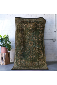 Berlin Koyu Yeşil Temalı Geleneksel Motif Etnik Desenli Vintage Dekoratif Halı 1593 100×150
