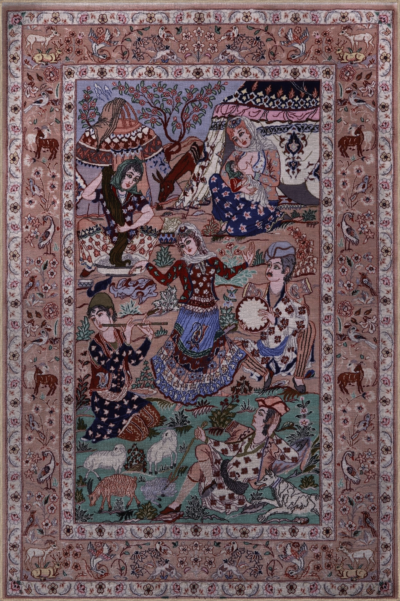 Mira Çok Renkli Etnik Dansçı Figür Desenli Kreatif Modern Dekoratif Halı Mira 2933 140x200