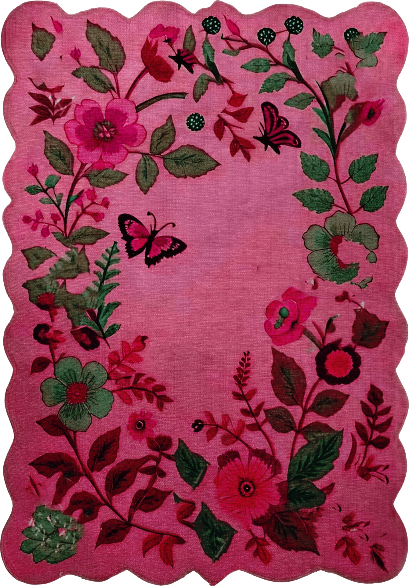 Shape Koleksiyonu Pembe Tema Floral Sarmaşık ve Gül Desenli Modern Dekoratif Halı 07 100×300