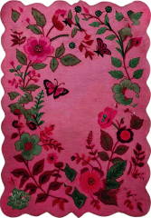 Shape Koleksiyonu Pembe Tema Floral Sarmaşık ve Gül Desenli Modern Dekoratif Halı 07 100×300