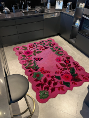 Shape Koleksiyonu Pembe Tema Floral Sarmaşık ve Gül Desenli Modern Dekoratif Halı 07 100×300