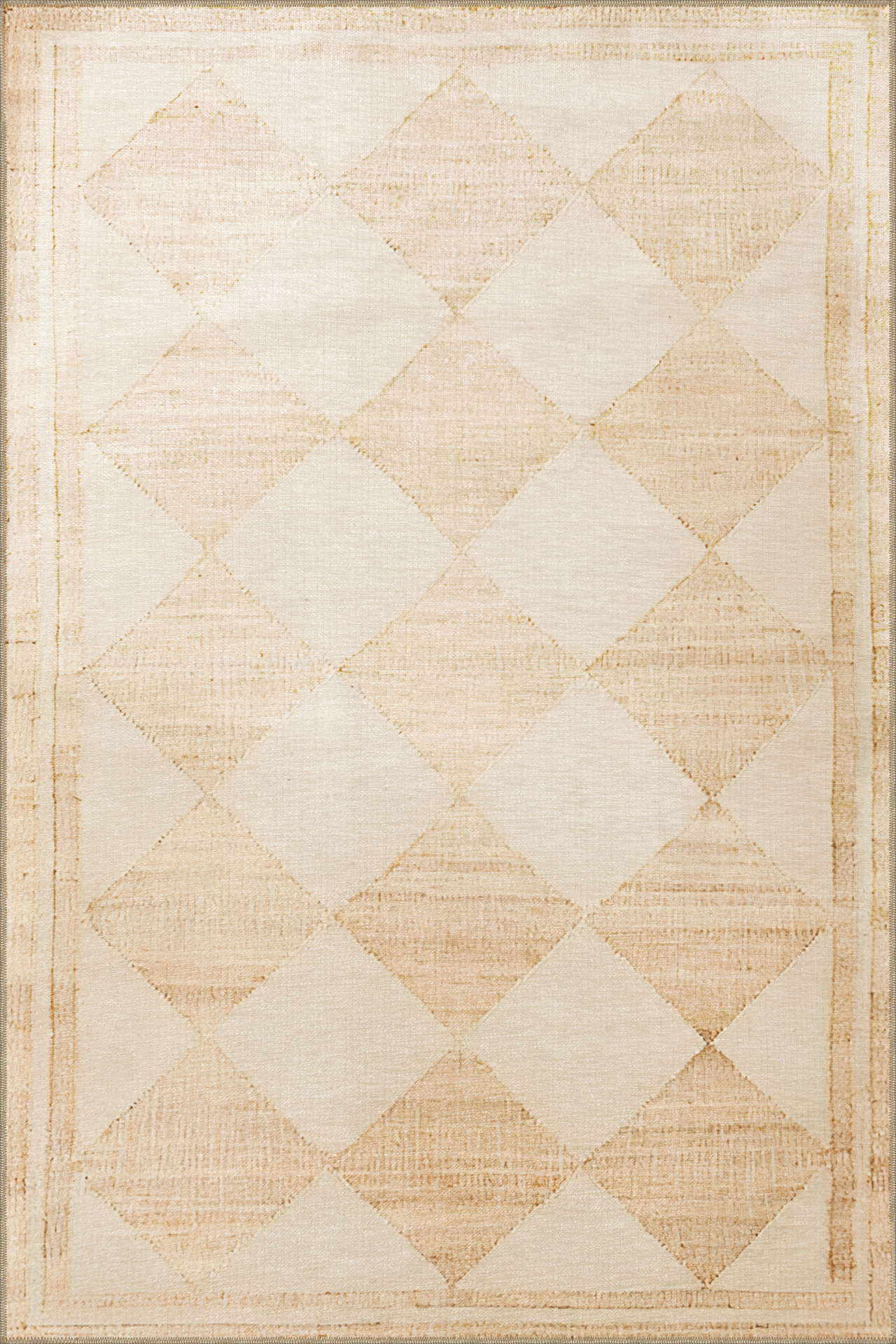 Mira Kahve Bej Temalı Dörtgen Geometrik Desenli Modern Dekoratif Halı Mira 1914 80x240