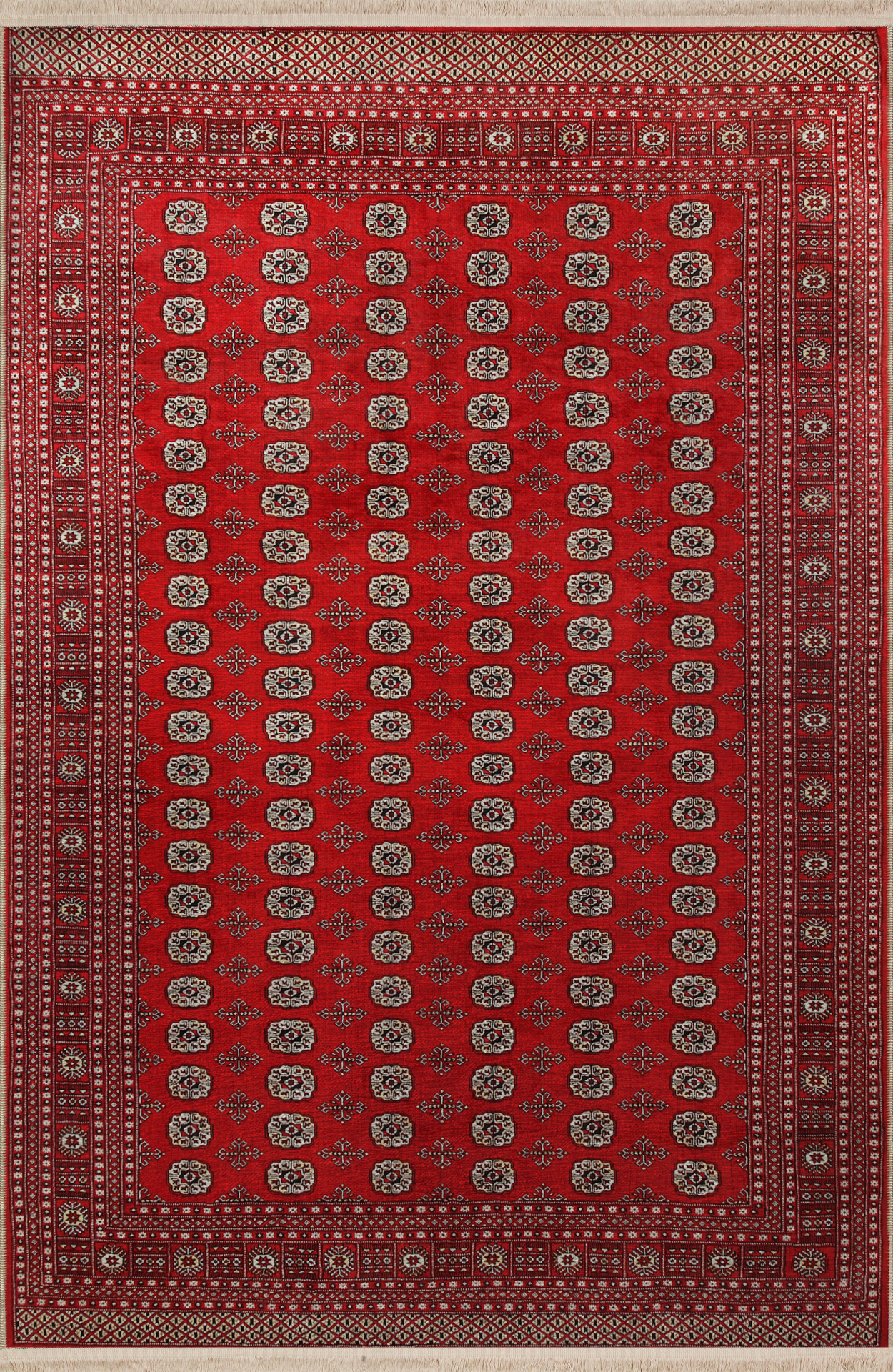 Mira Kırmızı Temalı Geleneksel Motif Desenli Saçaklı Vintage Dekoratif Halı Mira 2700 155×240