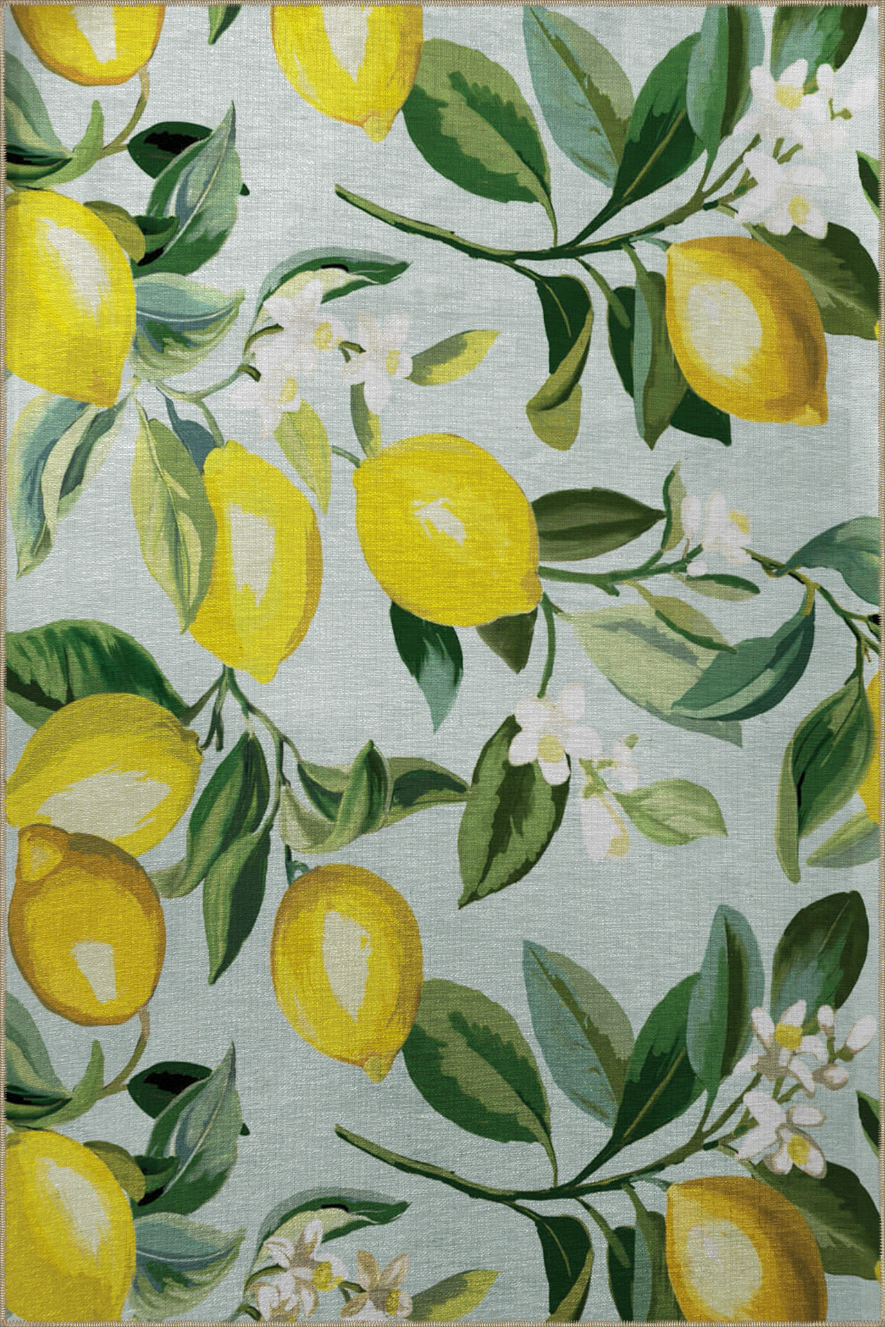 Mira Açık Mavi Temalı Ağaç Dalı ve Limon Desenli Modern Dekoratif Halı Mira 2736 155×230