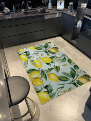 Mira Açık Mavi Temalı Ağaç Dalı ve Limon Desenli Modern Dekoratif Halı Mira 2736 155×230
