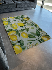 Mira Açık Mavi Temalı Ağaç Dalı ve Limon Desenli Modern Dekoratif Halı Mira 2736 155×230