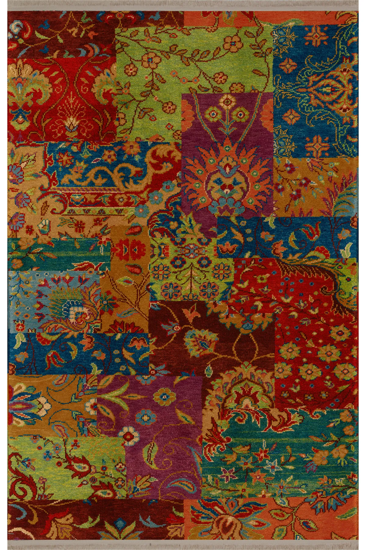 Mira Çok Renkli Çiçek Desenli Vintage Dekoratif Halı Mira 1550 150×250