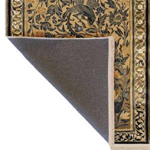 Tokyo Koleksiyonu Bej Gri Tonlar Çiçekler ve Kuşlar Desenli Dokuma Taban Vintage Dekoratif Halı 09 75x150