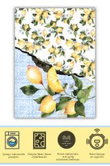 Limon Ve Blue Blanc Tema Dijital Baskı Dekoratif Dokuma Taban Halı Mira 1288 150×250